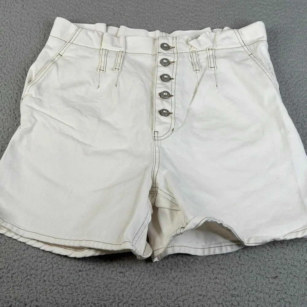 FREE PEOPLE Shorts Womens 6 Small Paperbag High Rise Button Fly Oversize Baggy